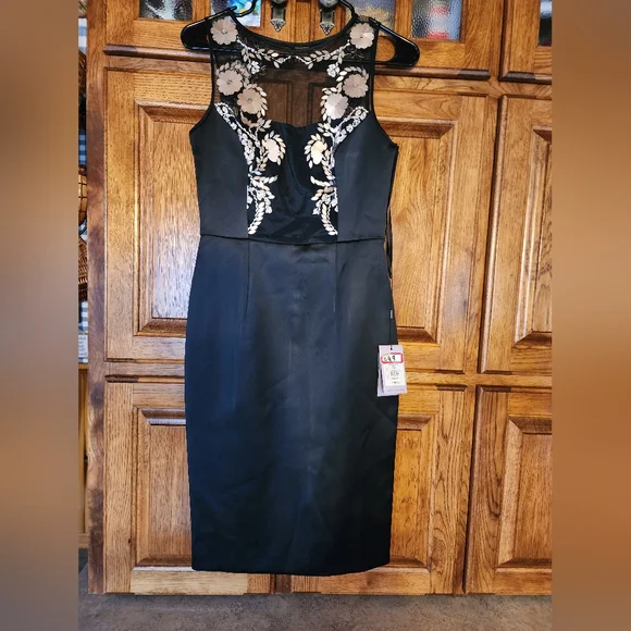 Coast Hermosa Dress Black Duchess Satin Sleeveless Size 4 (NWT) - Picture 13 of 16